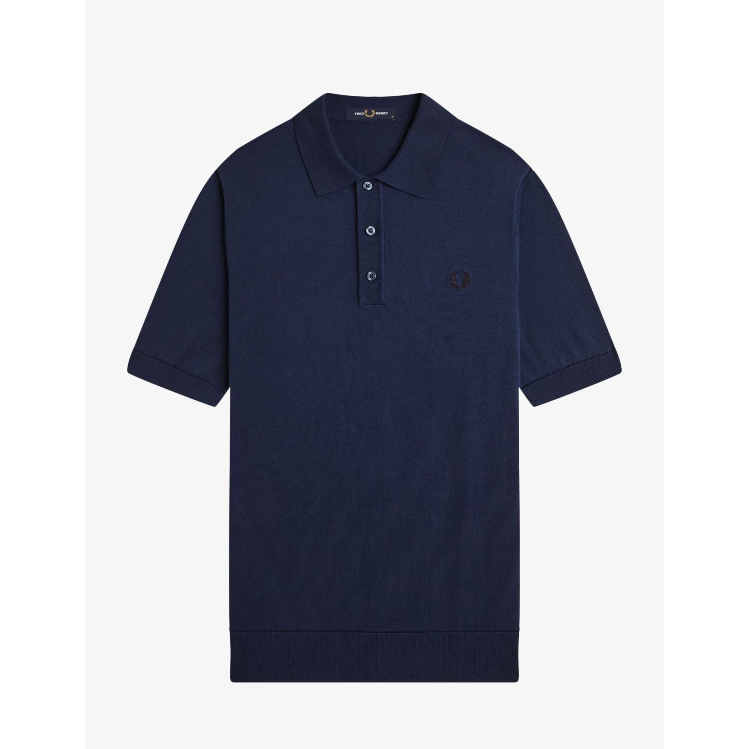 Fred Perry Cotton Knitted Shirt — Tennis Blue