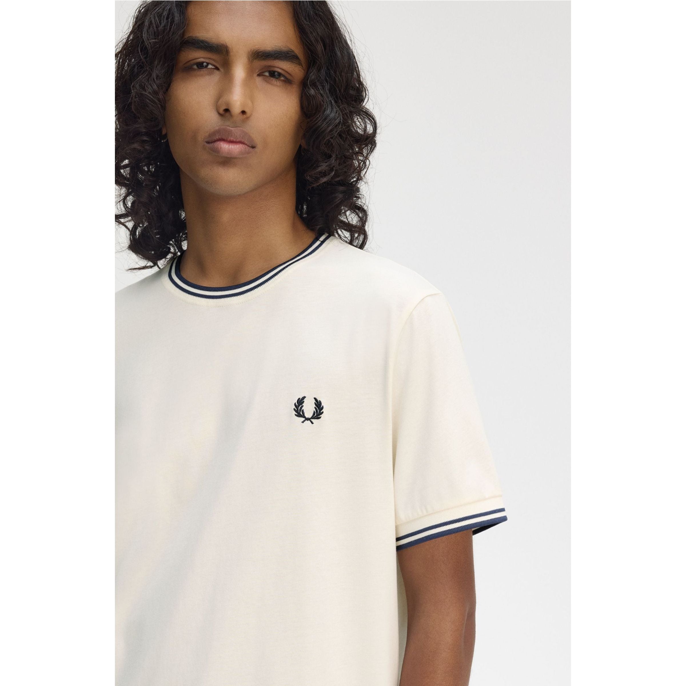 Fred Perry Twin Tipped T-Shirt - Ecru / Tennis Blue