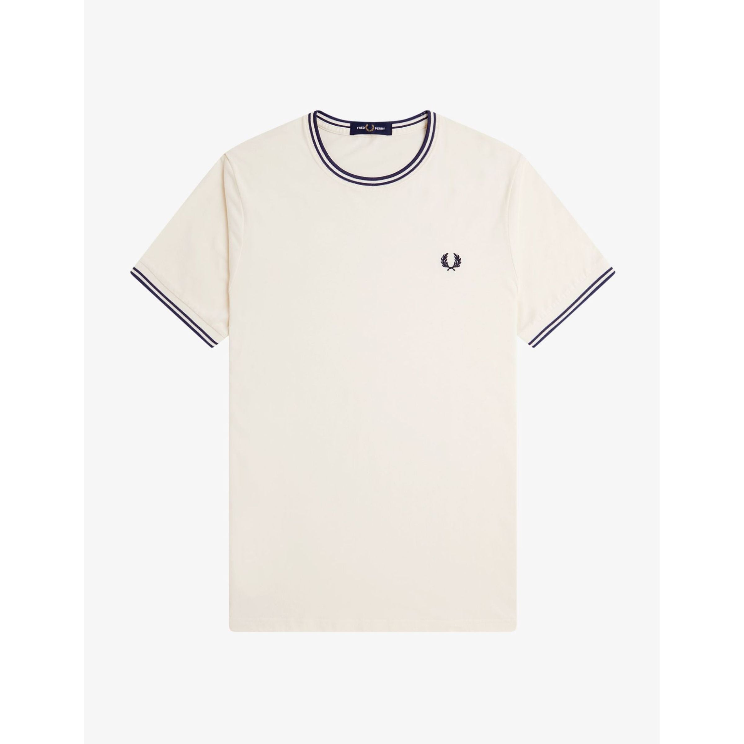 Fred Perry Twin Tipped T-Shirt - Ecru / Tennis Blue