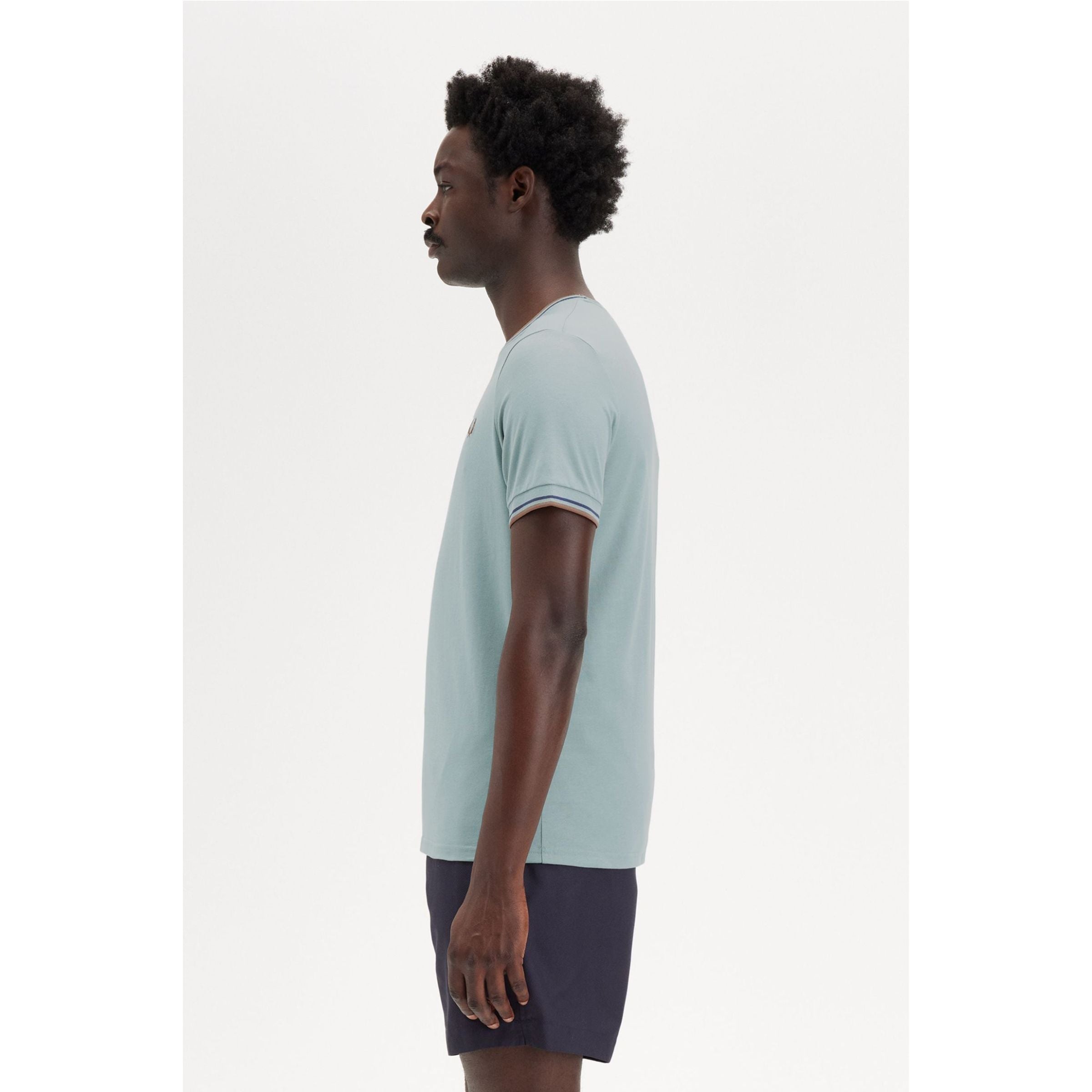 Fred Perry Twin Tipped T-Shirt - Silver Blue / Tennis Blue / Cinnamon