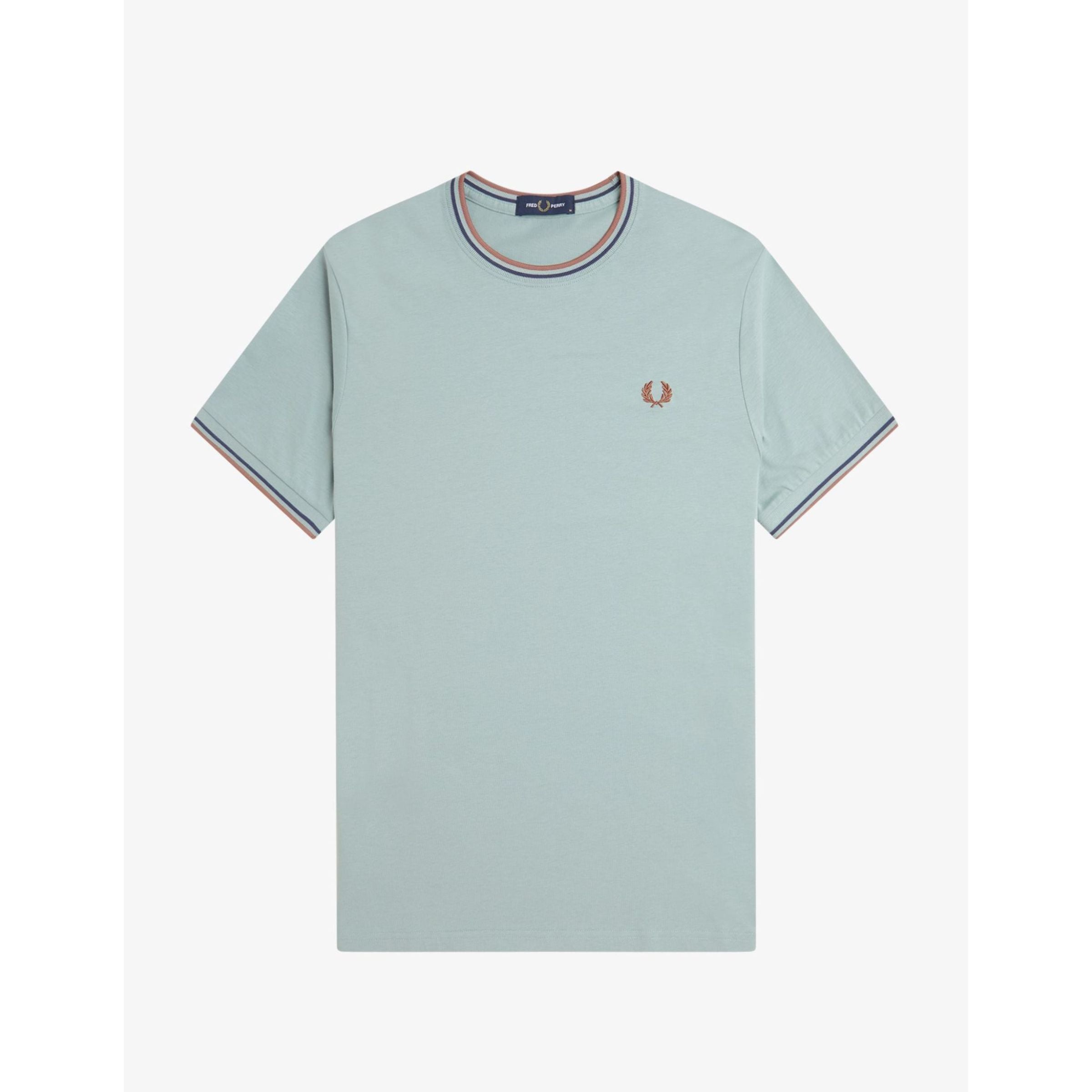 Fred Perry Twin Tipped T-Shirt - Silver Blue / Tennis Blue / Cinnamon