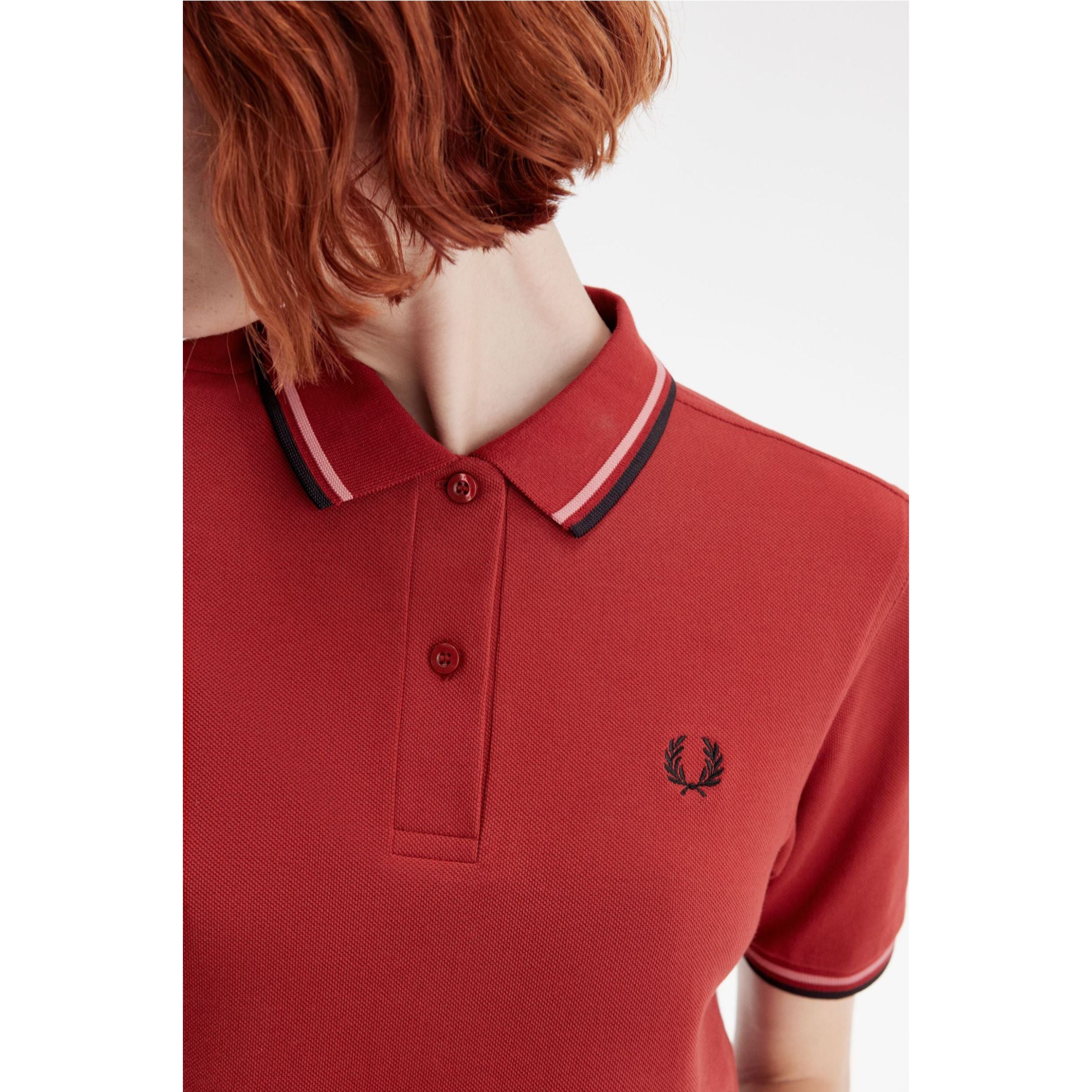 Fred Perry Twin-Tipped Shirt - Burnt Red / Putty Pink / Black