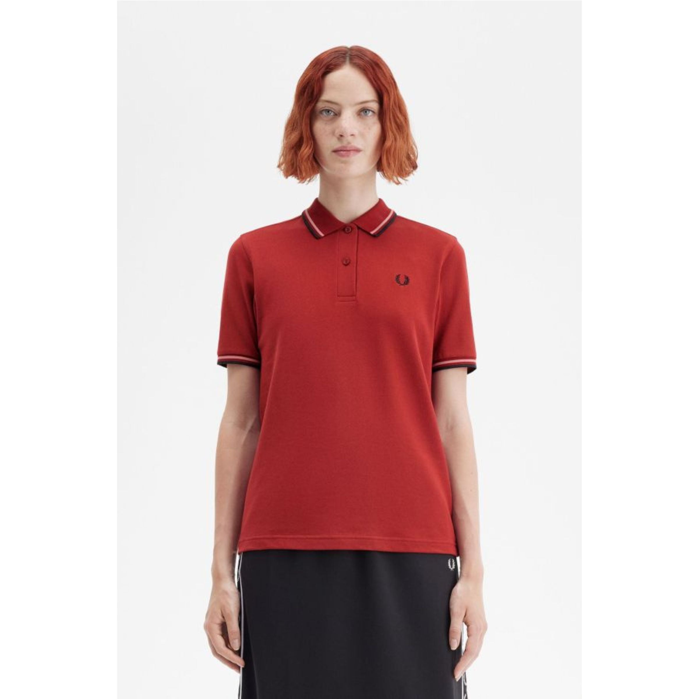 Fred Perry Twin-Tipped Shirt - Burnt Red / Putty Pink / Black