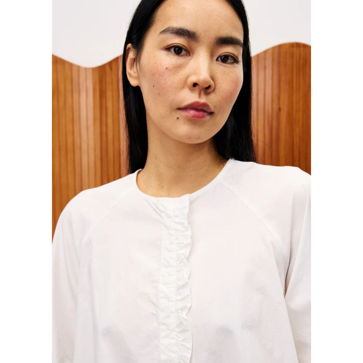FRNCH Aragon Ruffle Shirt — White