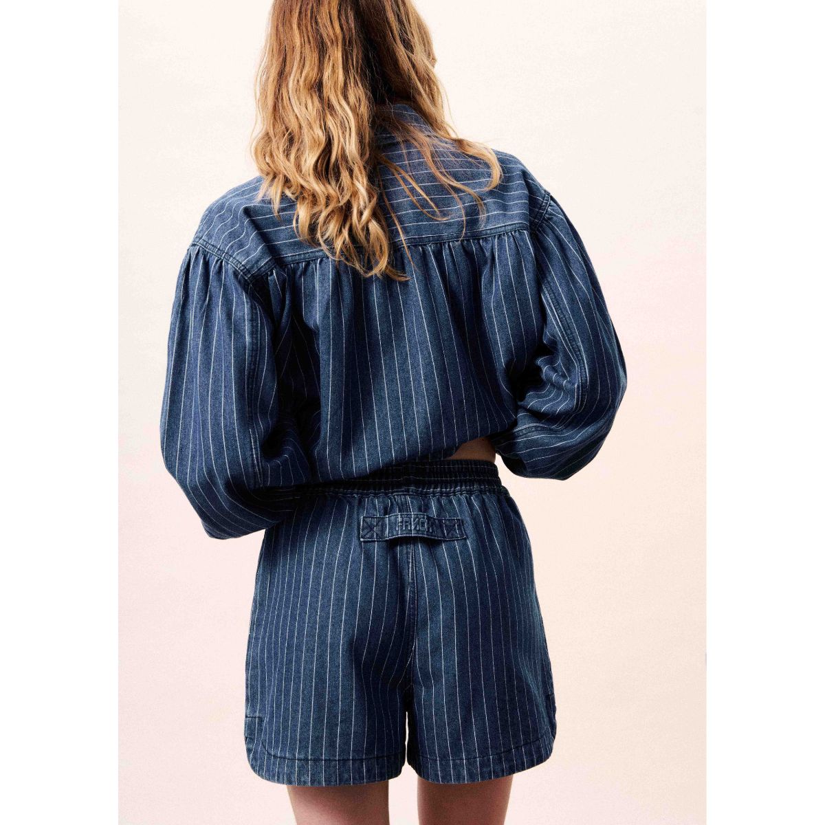 FRNCH Chicamia Denim Shorts — Blue Pinstripe - Public Mercantile