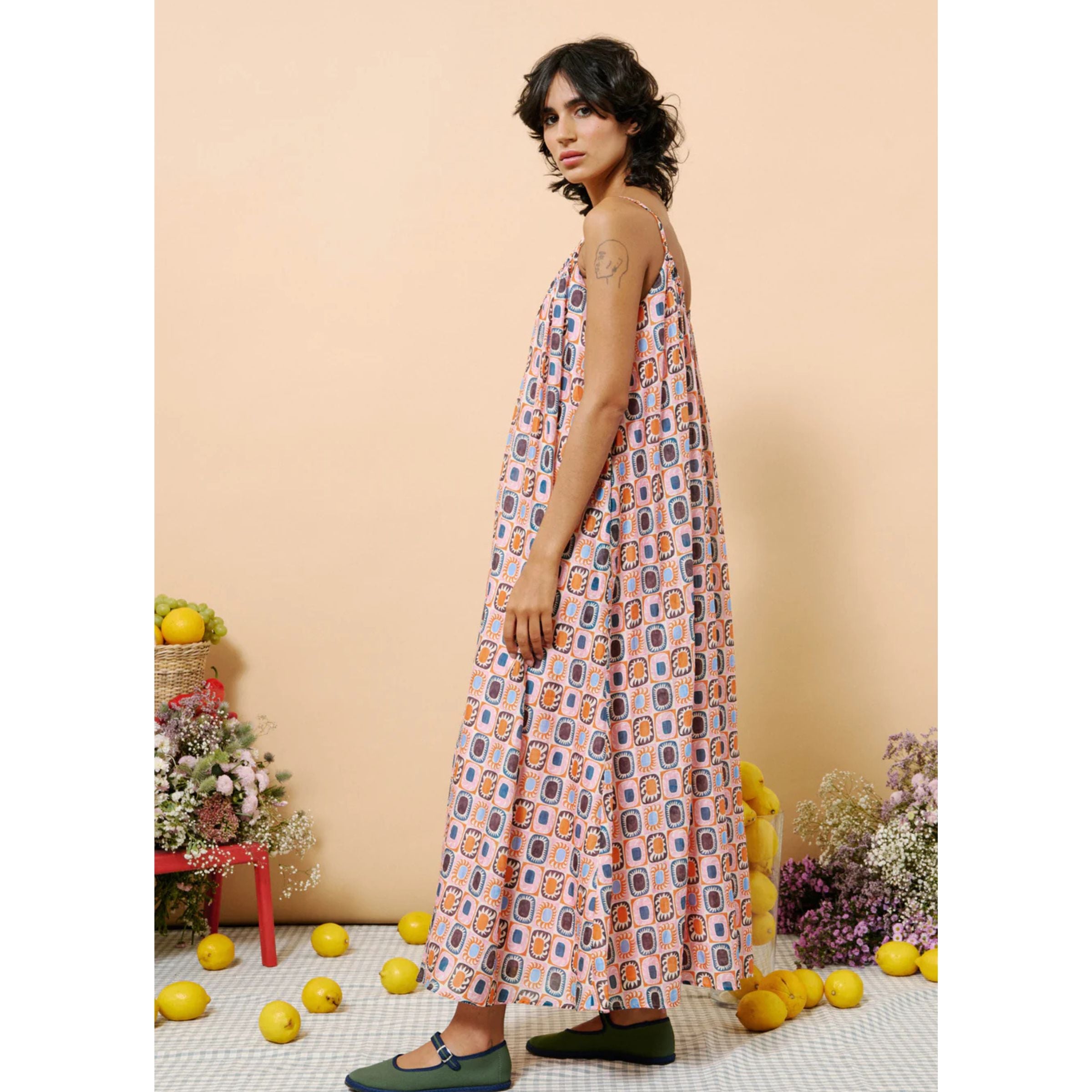 FRNCH Linen Blend Flowy Swing Dress