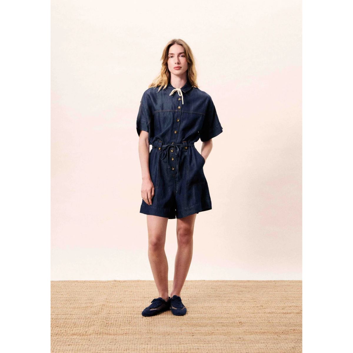 FRNCH Mariselle Denim Jumpsuit — Blue - Public Mercantile