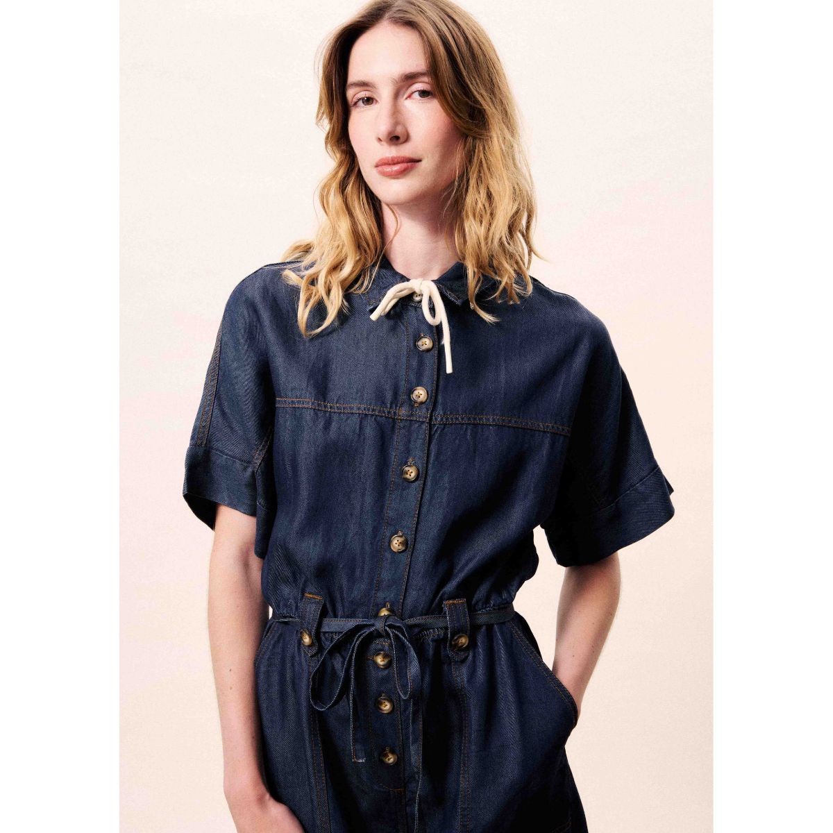 FRNCH Mariselle Denim Jumpsuit — Blue - Public Mercantile