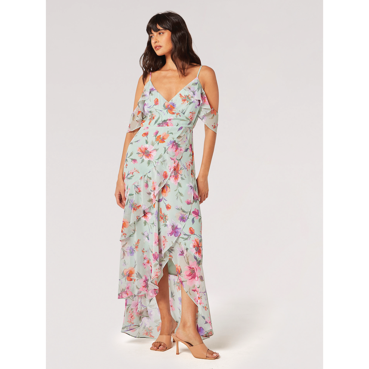 Floral Chiffon Dress — Mint - Public Mercantile