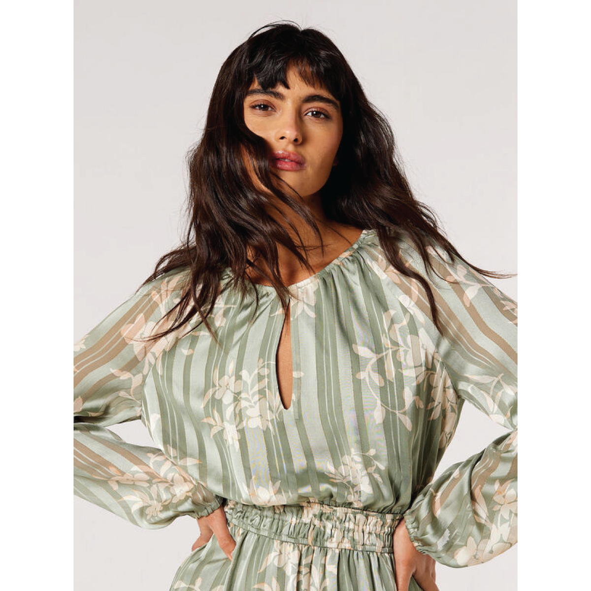 Floral Satin Maxi Dress — Mint - Public Mercantile