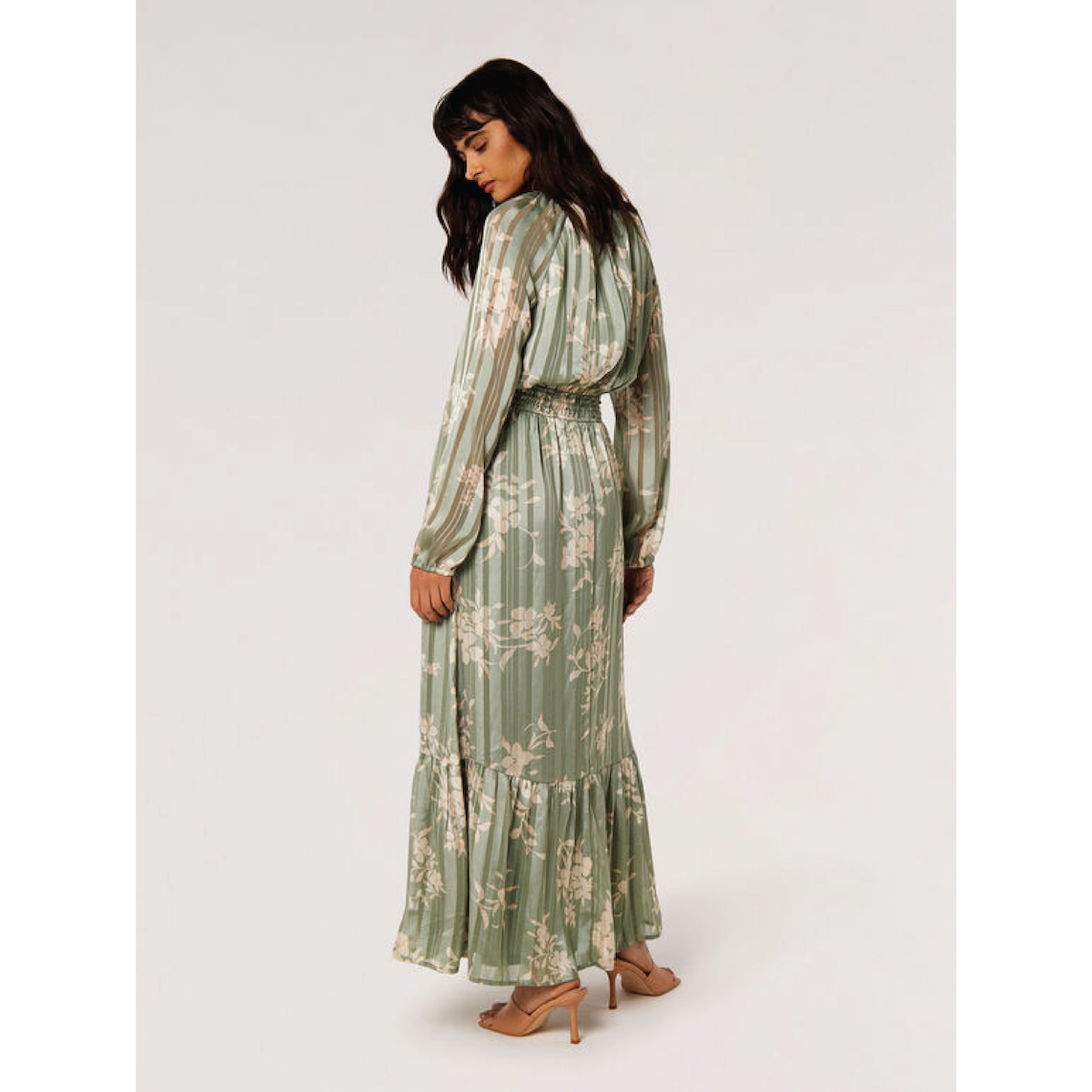 Floral Satin Maxi Dress — Mint - Public Mercantile