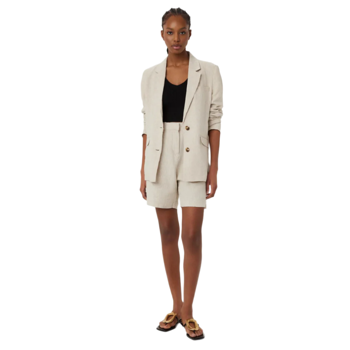 Frank And Oak Linen Balloon Short — Light Beige - Public Mercantile