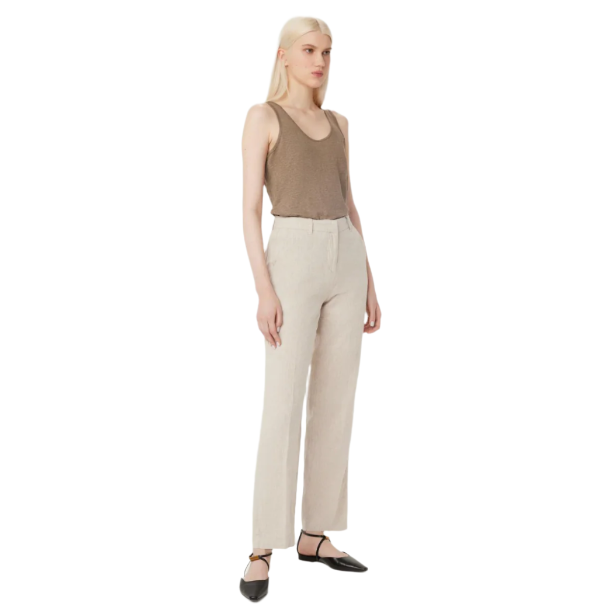 Frank And Oak Linen Straight Leg Pant — Light Beige - Public Mercantile