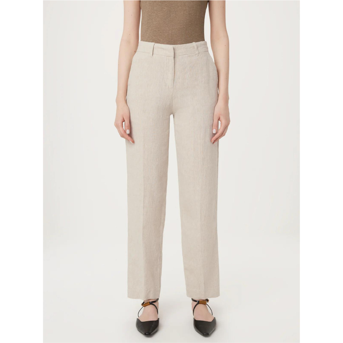 Frank And Oak Linen Straight Leg Pant — Light Beige - Public Mercantile