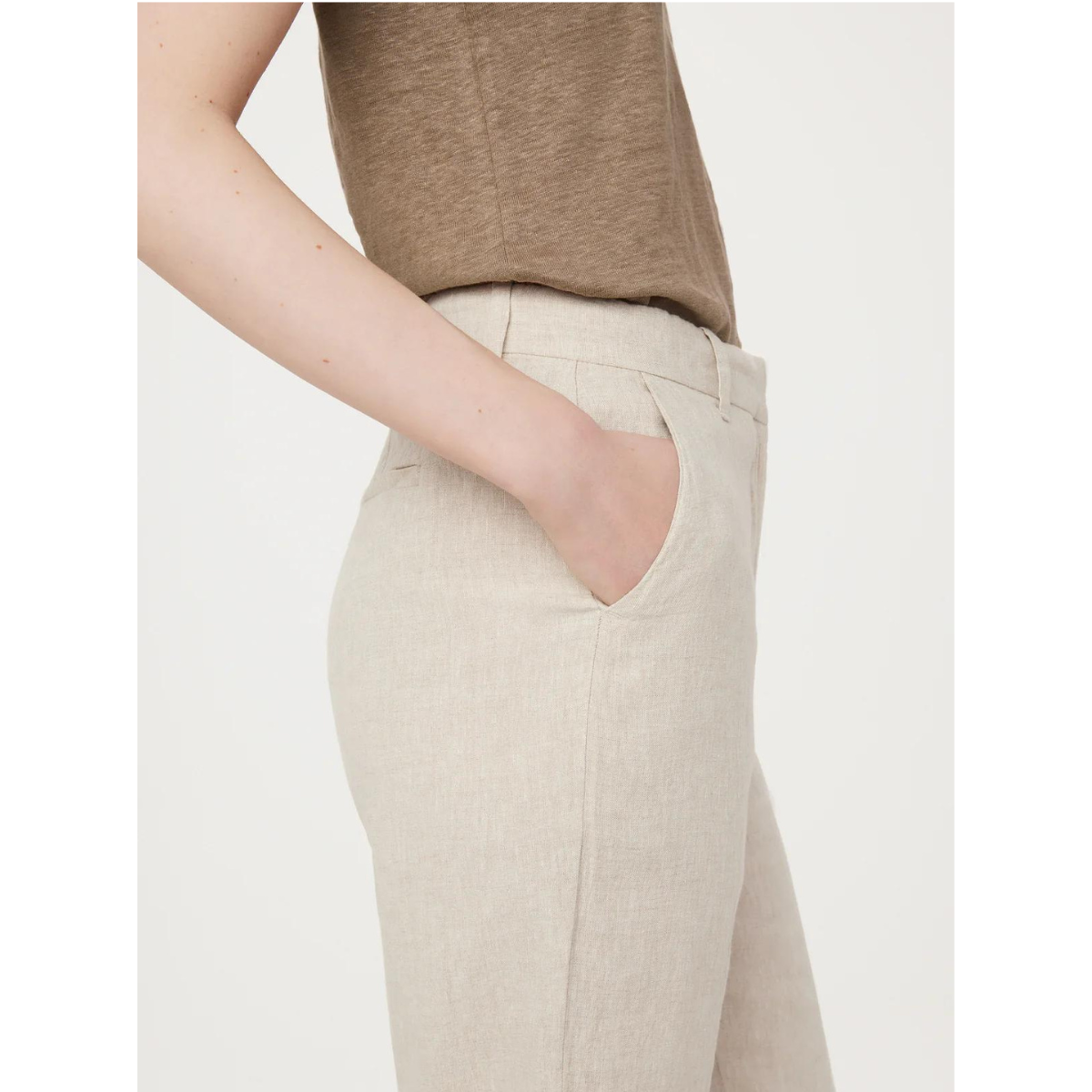 Frank And Oak Linen Straight Leg Pant — Light Beige - Public Mercantile