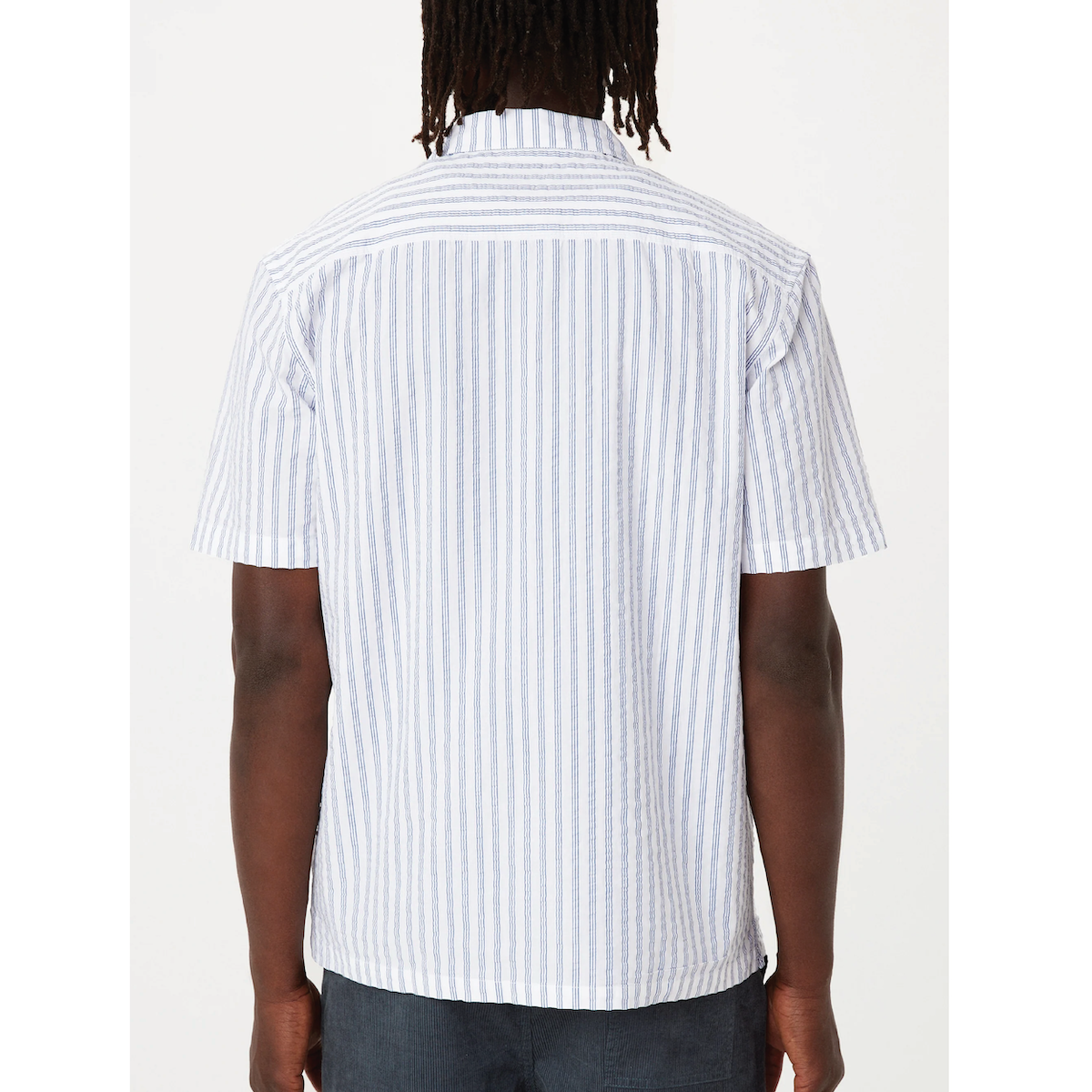 Frank And Oak Seersucker Camp Collar Shirt — Cobalt Blue - Public Mercantile