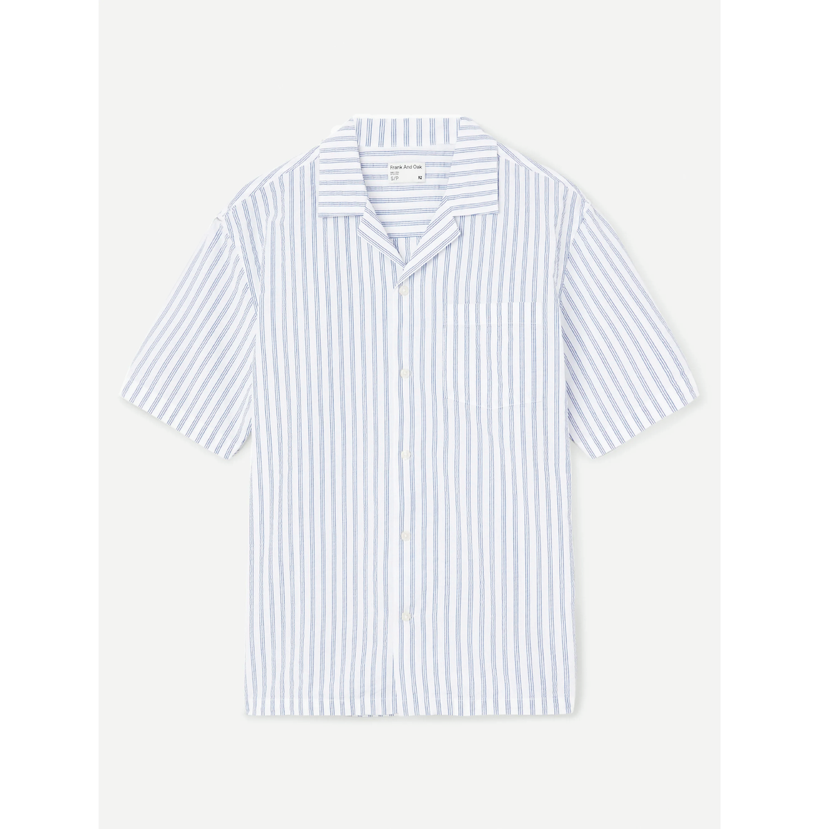Frank And Oak Seersucker Camp Collar Shirt — Cobalt Blue - Public Mercantile