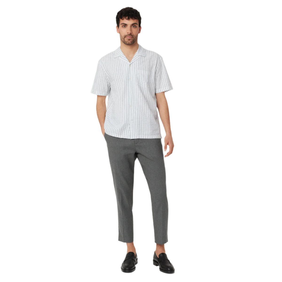 Frank And Oak Seersucker Camp Collar Shirt — Evergreen - Public Mercantile