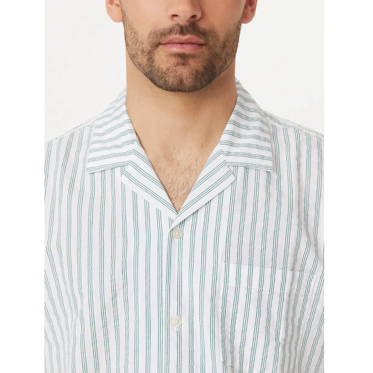 Frank And Oak Seersucker Camp Collar Shirt — Evergreen - Public Mercantile