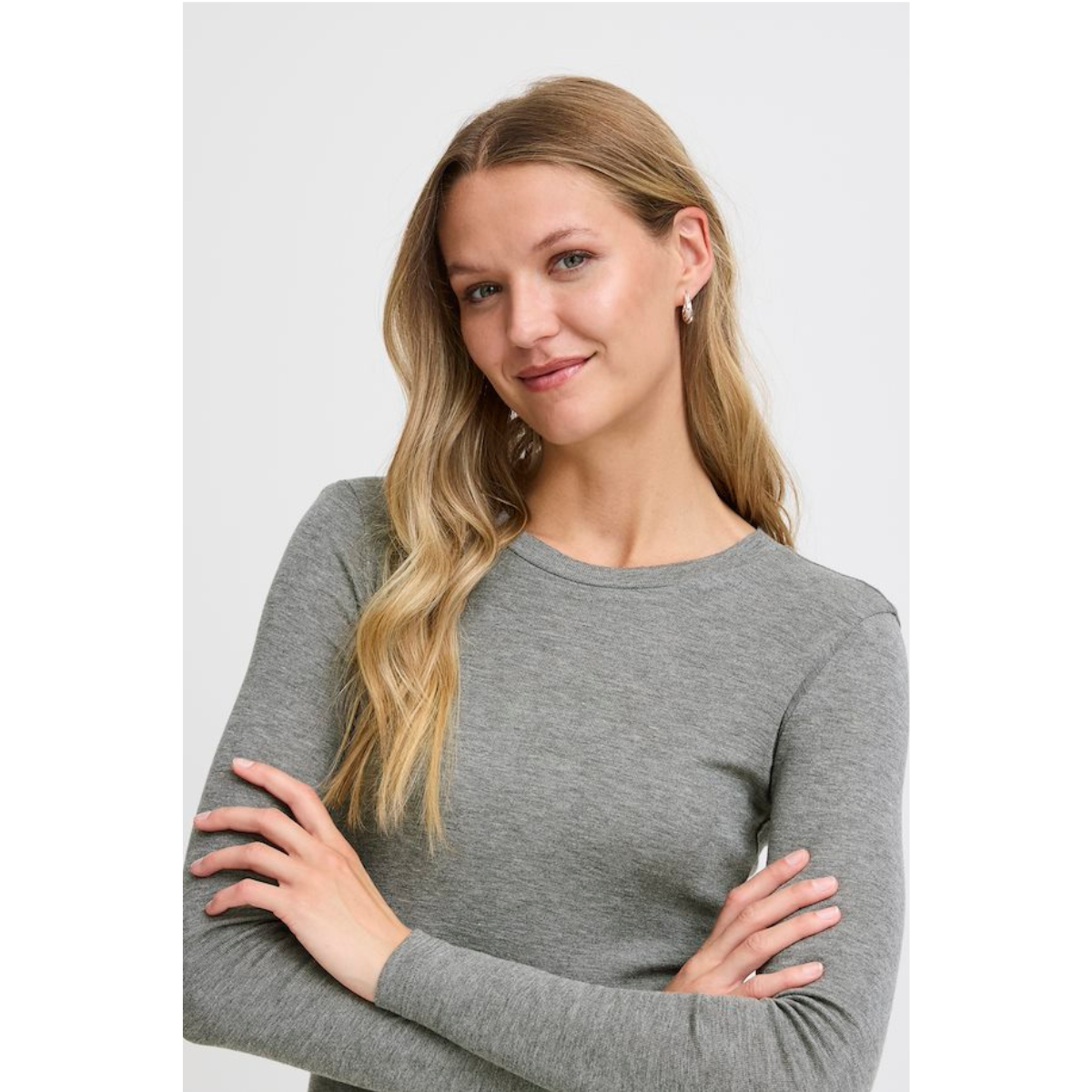 Fransa Soffi Wool-Blend Crewneck Tee — Light Grey - Public Mercantile