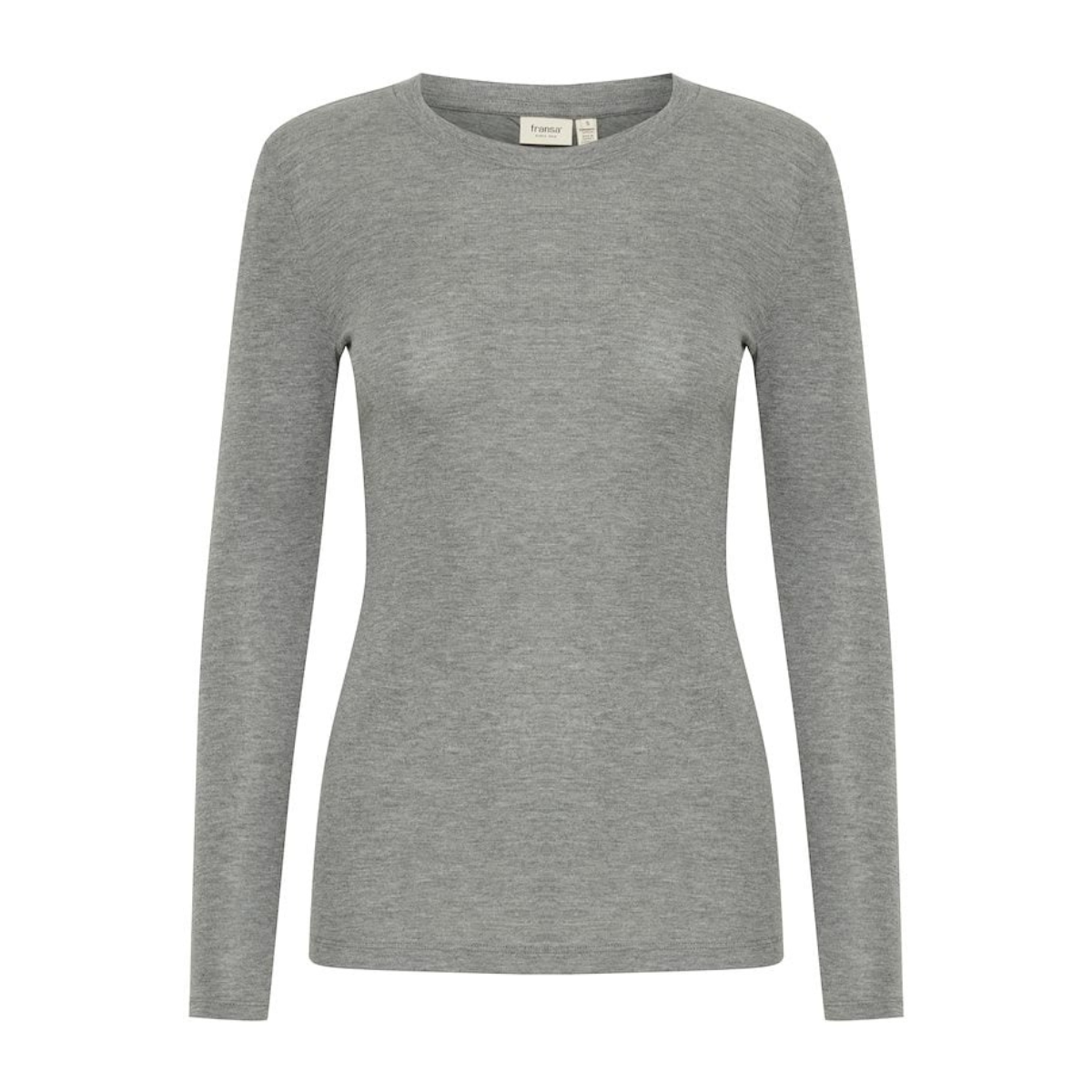 Fransa Soffi Wool-Blend Crewneck Tee — Light Grey - Public Mercantile