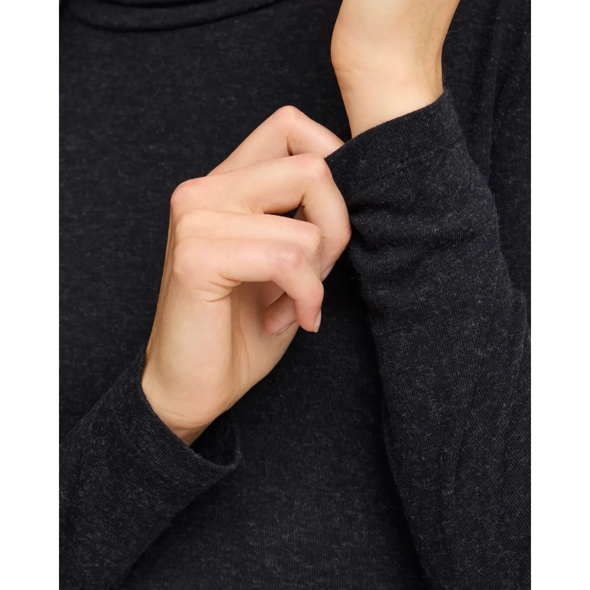 Fransa Soffi Wool-Blend Roll Neck Tee — Black - Public Mercantile