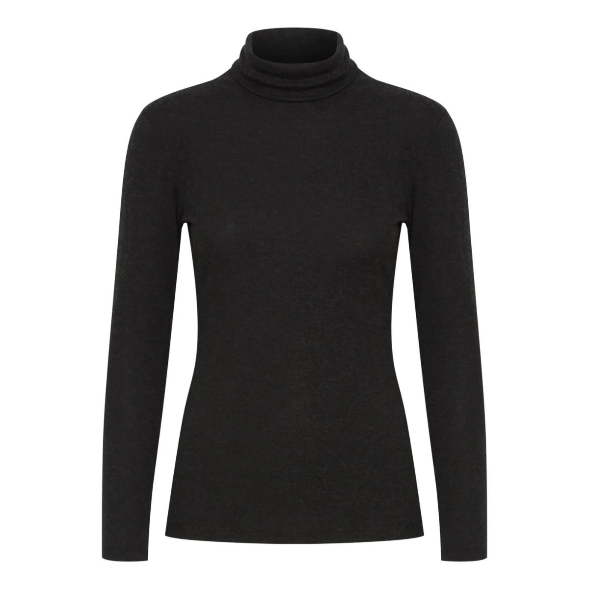 Fransa Soffi Wool-Blend Roll Neck Tee — Black - Public Mercantile