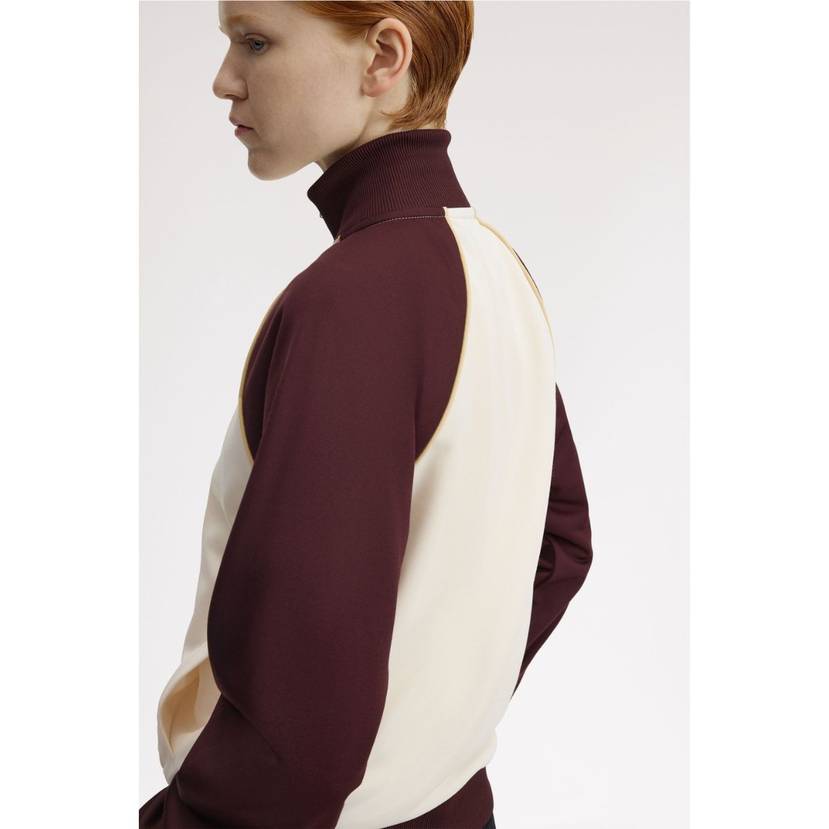 Fred Perry Colour Block Track Jacket — Ecru / Oxblood - Public Mercantile