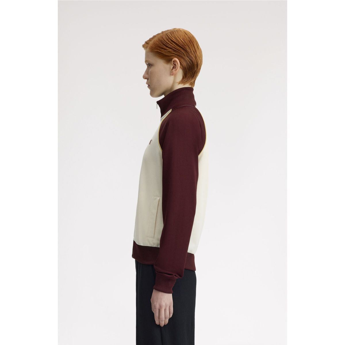 Fred Perry Colour Block Track Jacket — Ecru / Oxblood - Public Mercantile