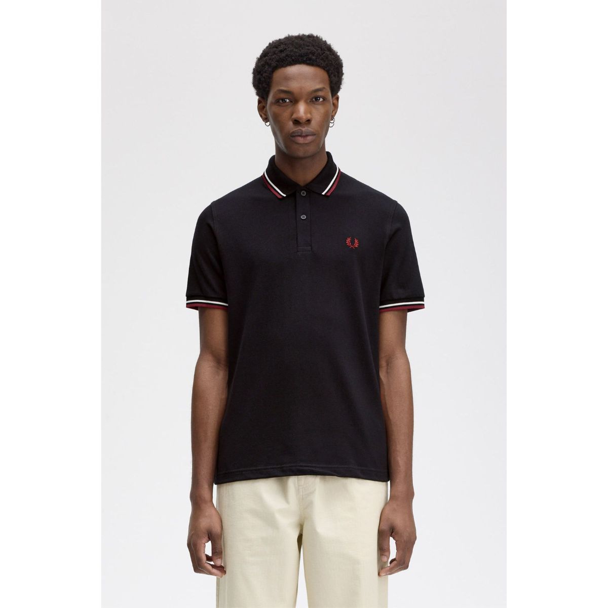 Chemise Fred Perry à double liseré — Bleu tennis / Bleu argenté / Bleu marine