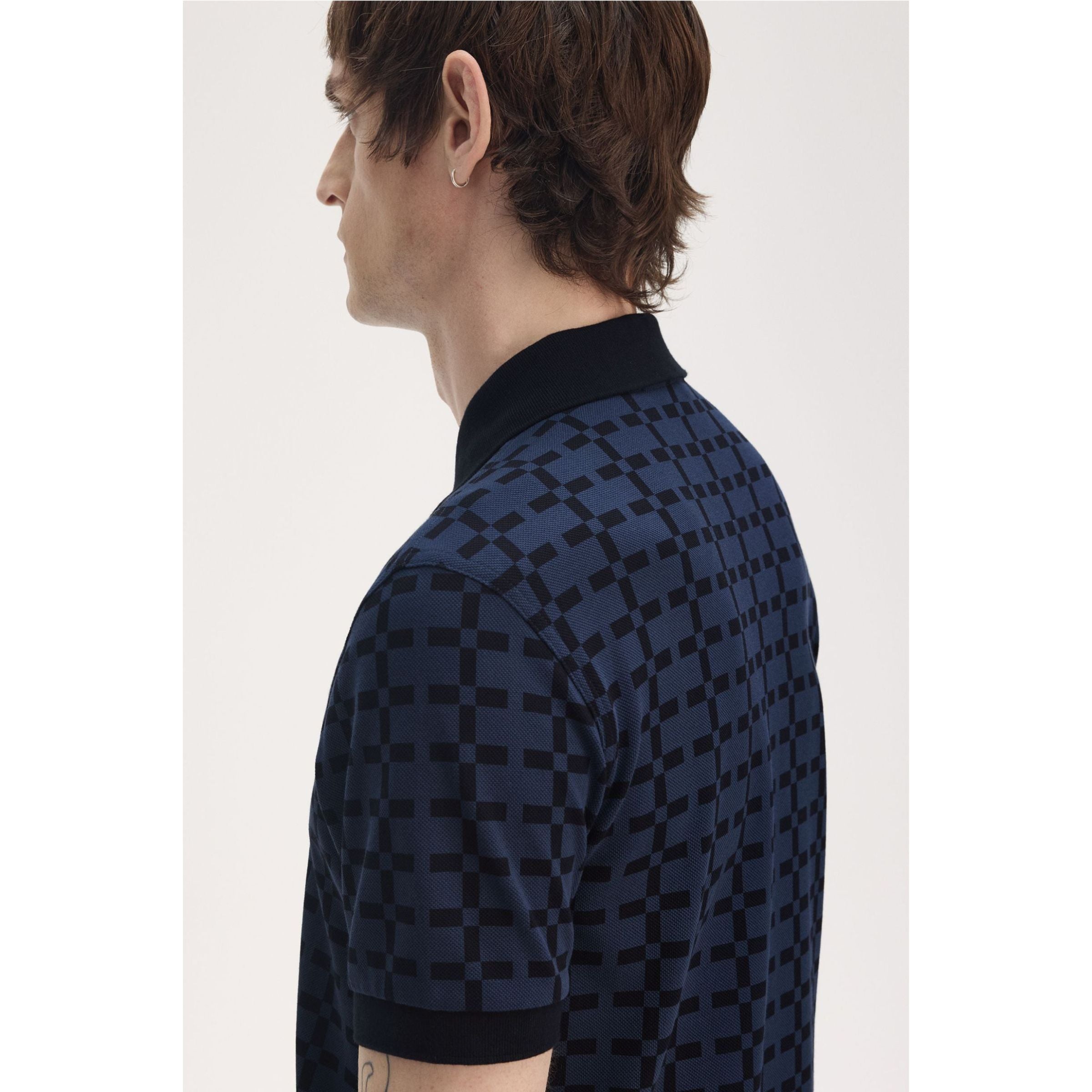 Fred Perry Jacquard Print Polo Shirt — Tennis Blue