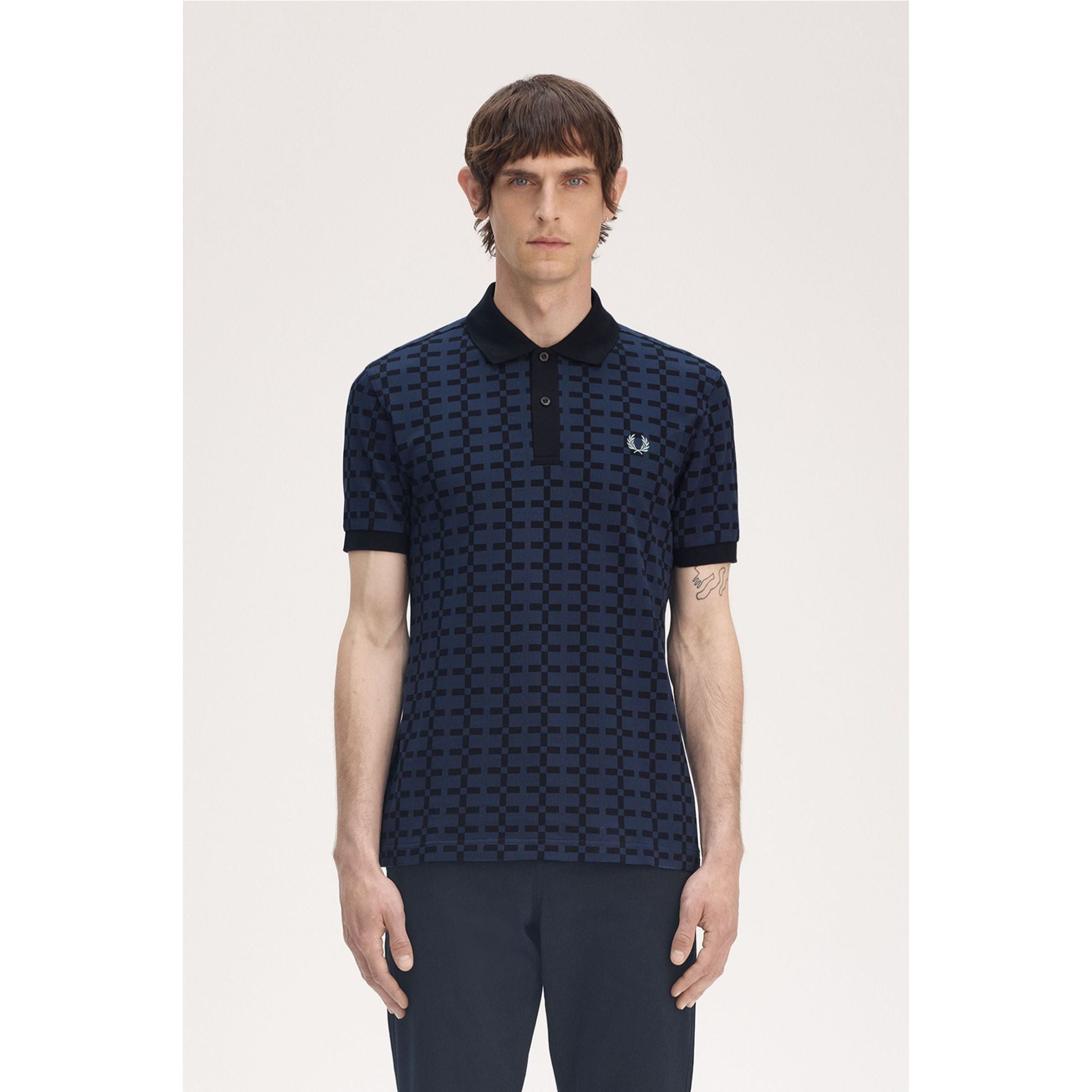 Fred Perry Jacquard Print Polo Shirt — Tennis Blue