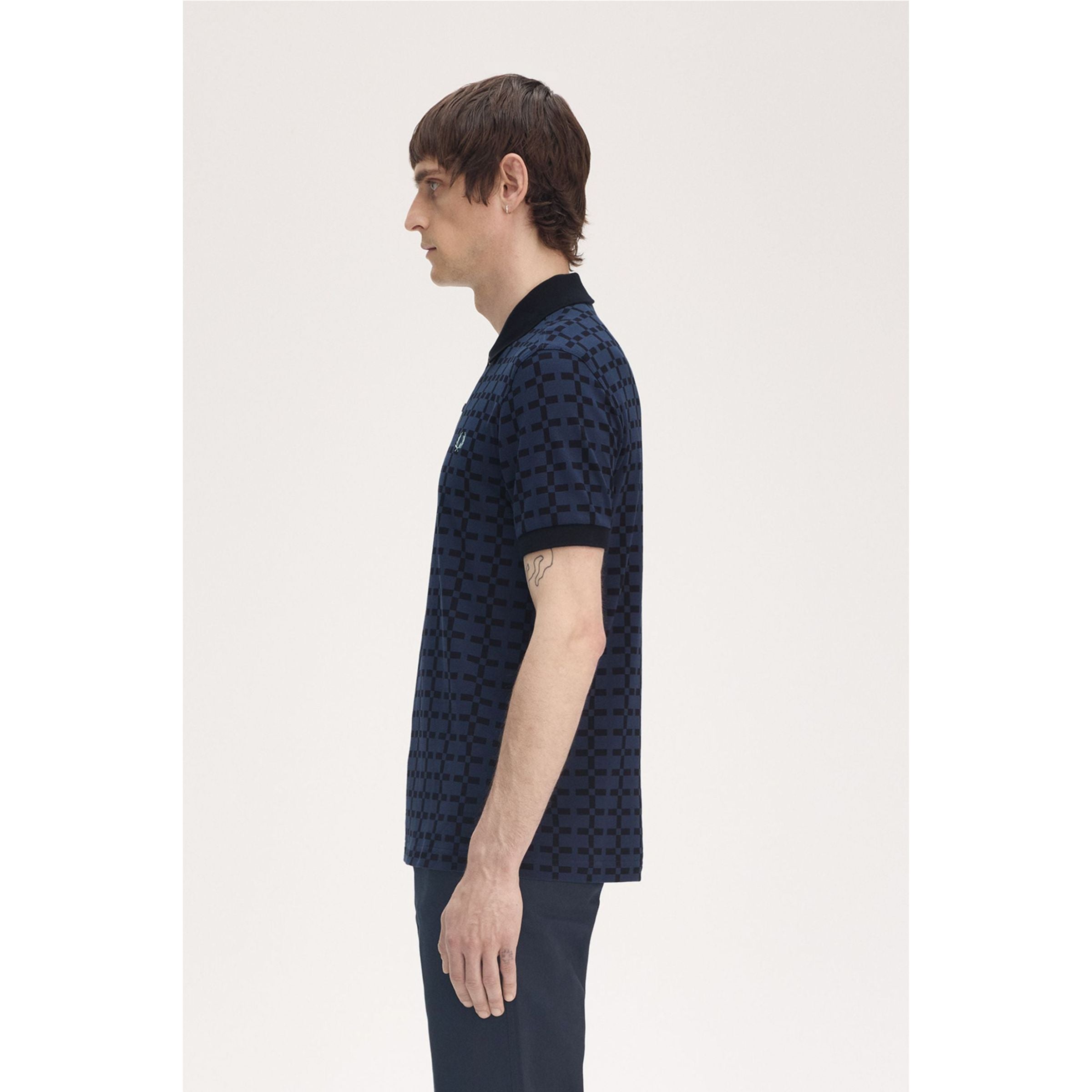 Fred Perry Jacquard Print Polo Shirt — Tennis Blue