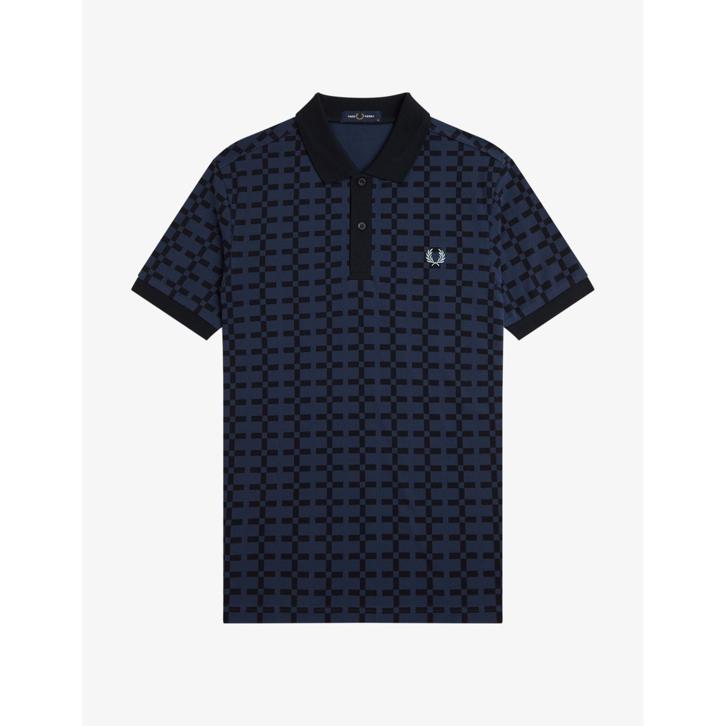 Fred Perry Jacquard Print Polo Shirt — Tennis Blue