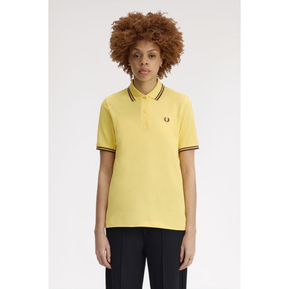 Fred Perry Twin-Tipped Shirt - Lemon Barley / Oxblood - Public Mercantile