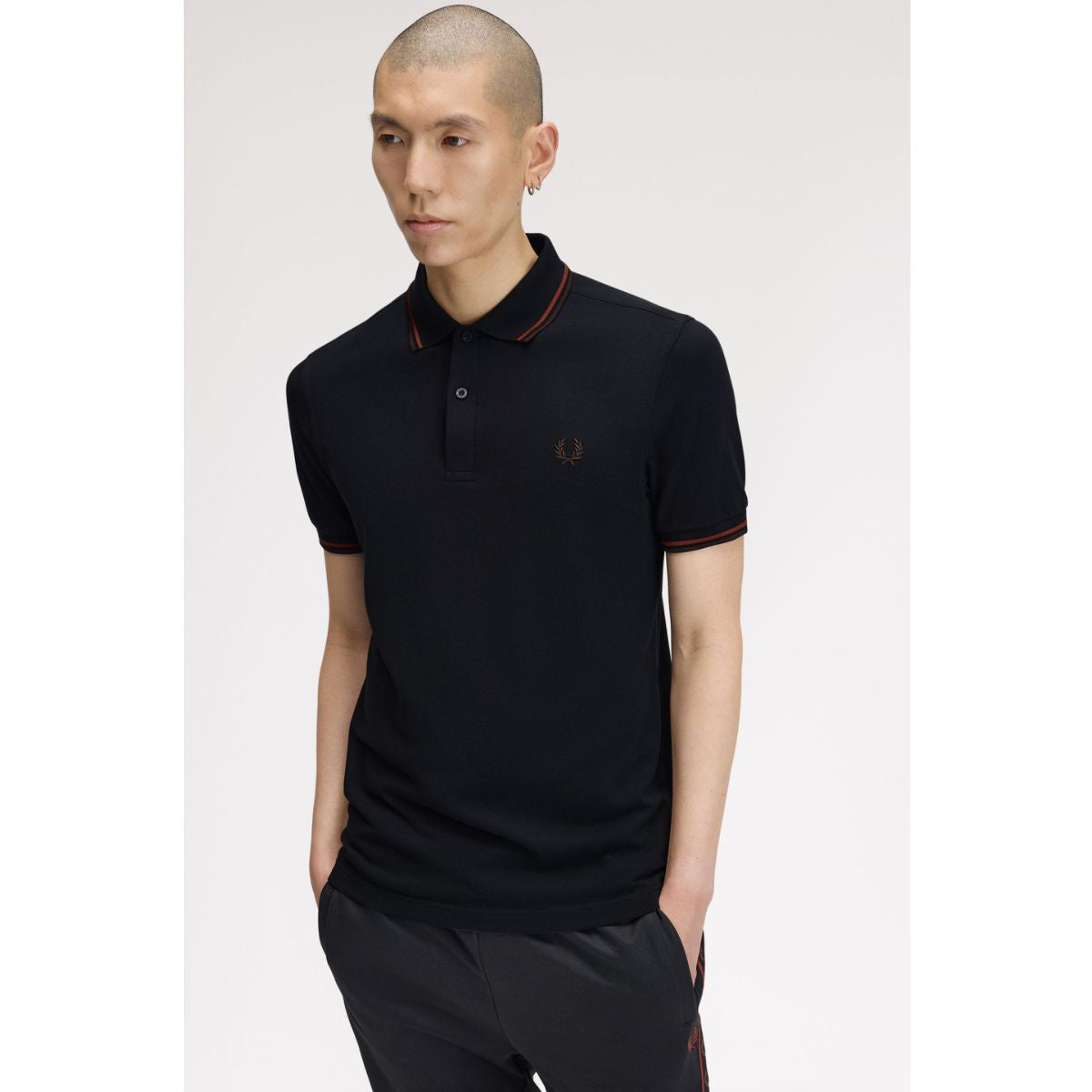 Fred Perry Twin Tipped Polo Shirt - Navy / Brandy / Rich Brown