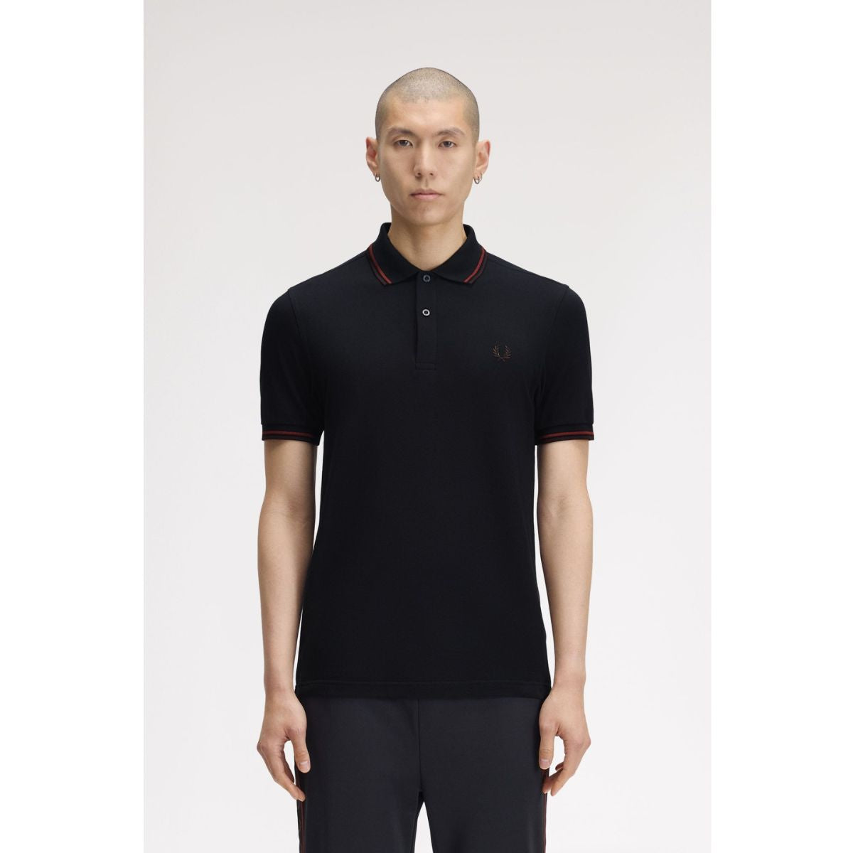 Fred Perry Twin Tipped Polo Shirt - Navy / Brandy / Rich Brown
