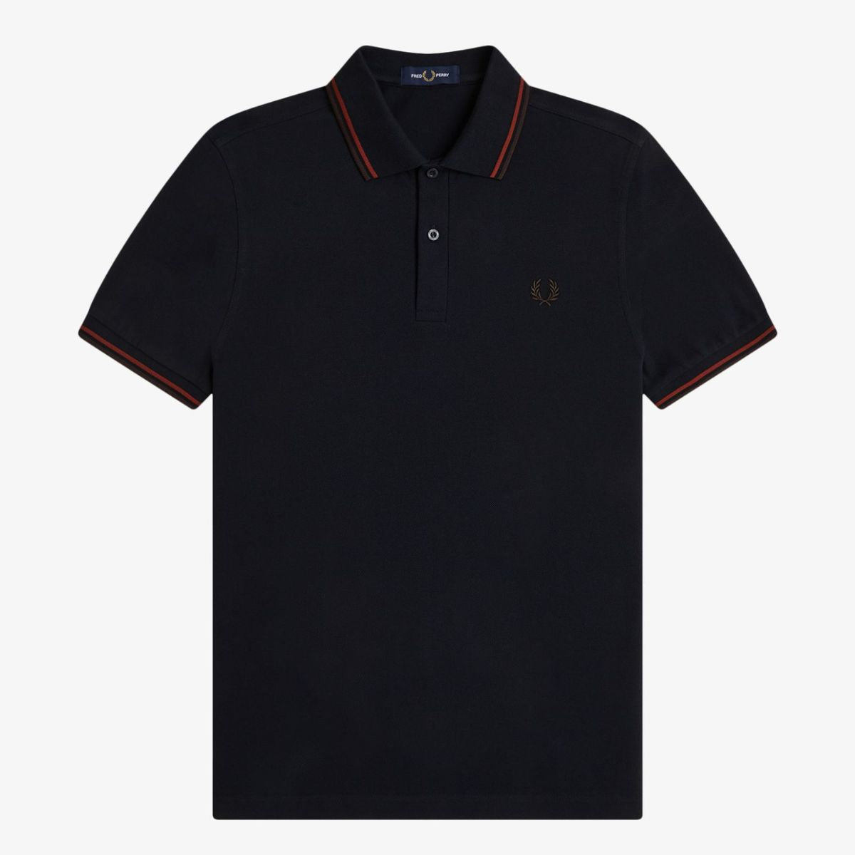 Fred Perry Twin Tipped Polo Shirt - Navy / Brandy / Rich Brown