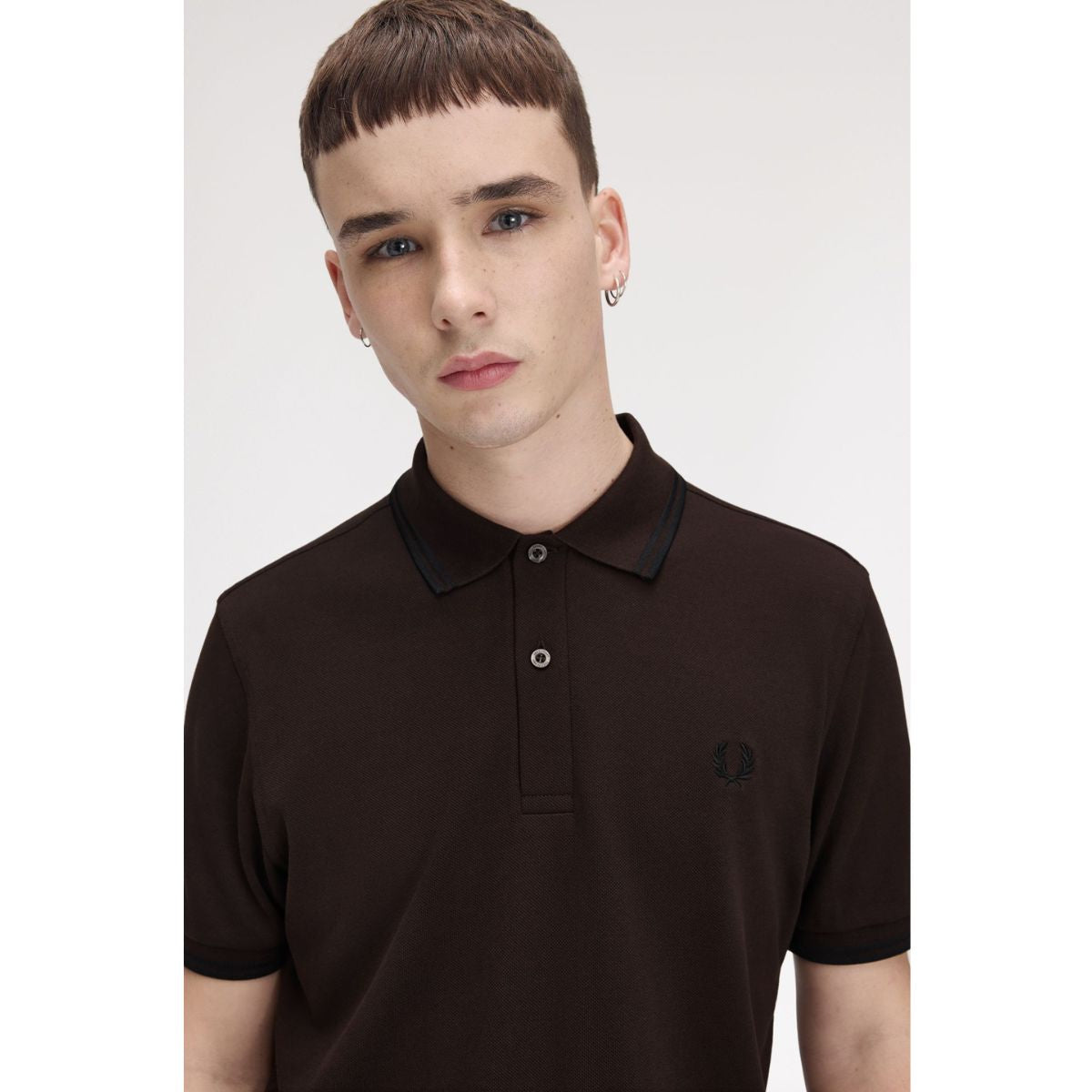 Fred Perry Twin Tipped Polo Shirt -  Rich Brown / Black / Black