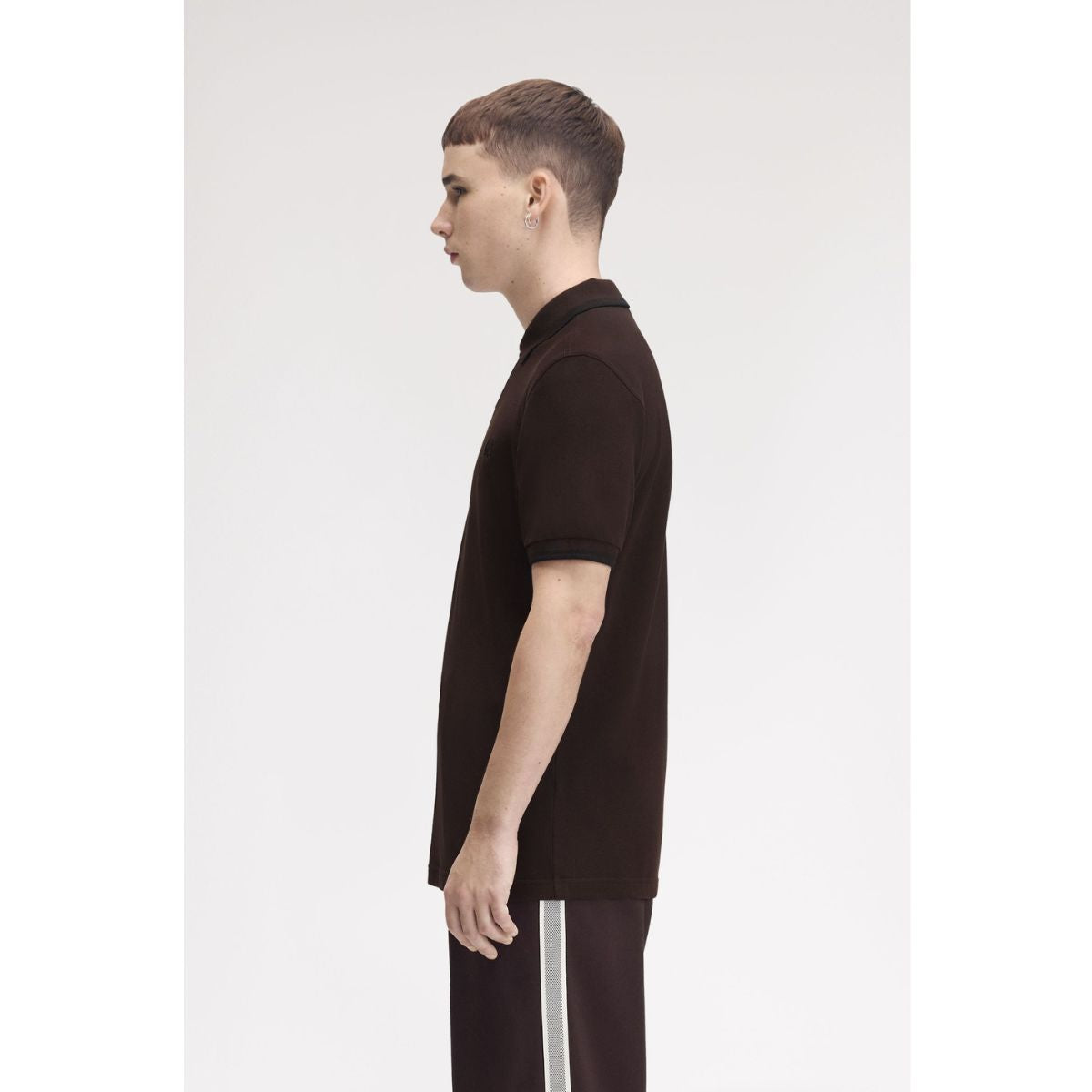 Fred Perry Twin Tipped Polo Shirt -  Rich Brown / Black / Black