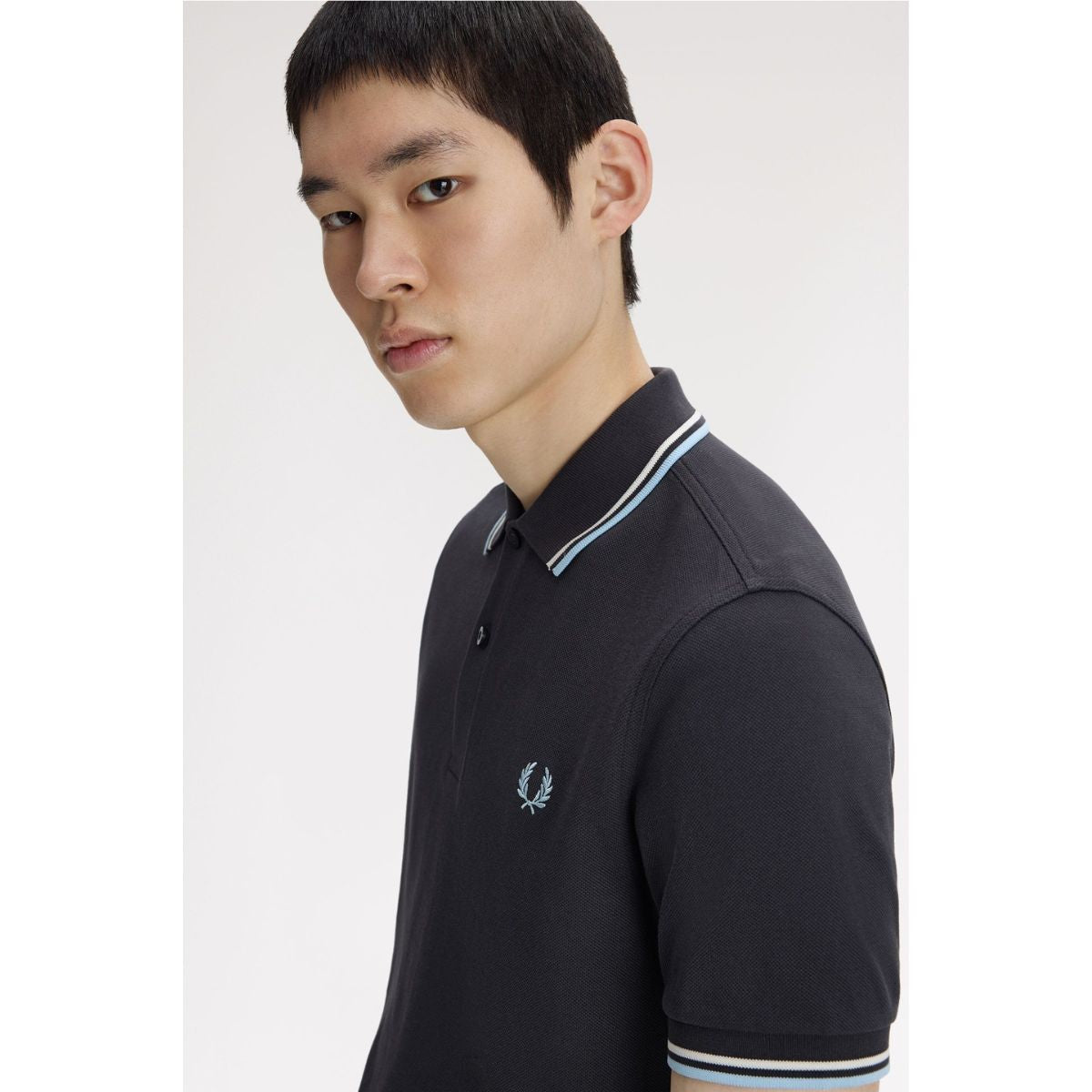 Fred Perry Twin Tipped Polo Shirt - Anchor Grey / Ecru / Ball Boy Blue