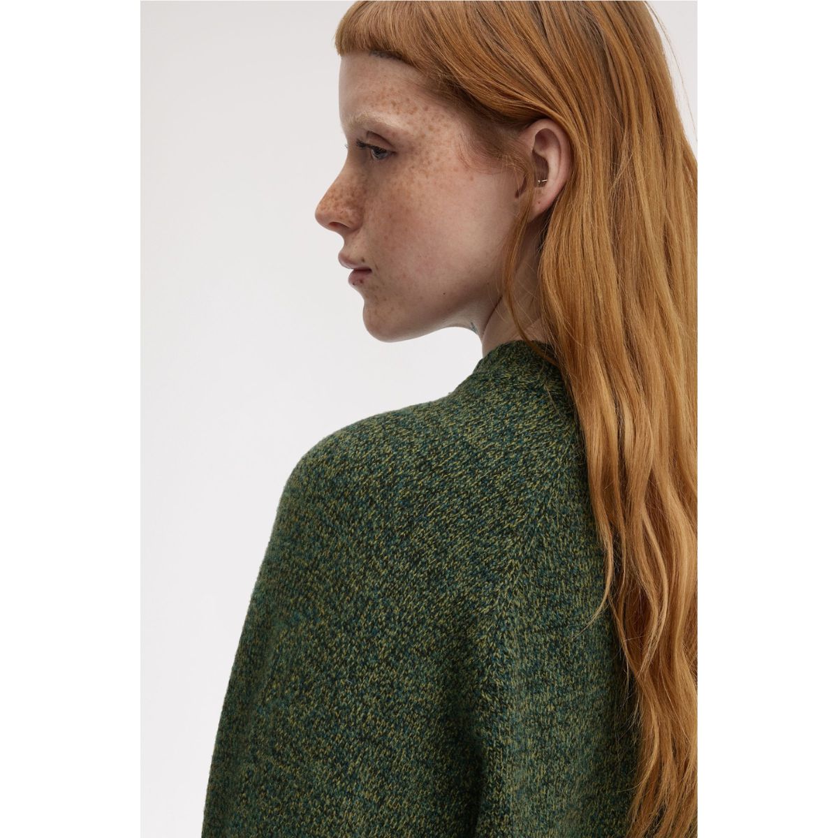 Fred Perry Twisted Marl Mock Neck Sweater - Tennis Ball Yellow/Dark Petrol/Black