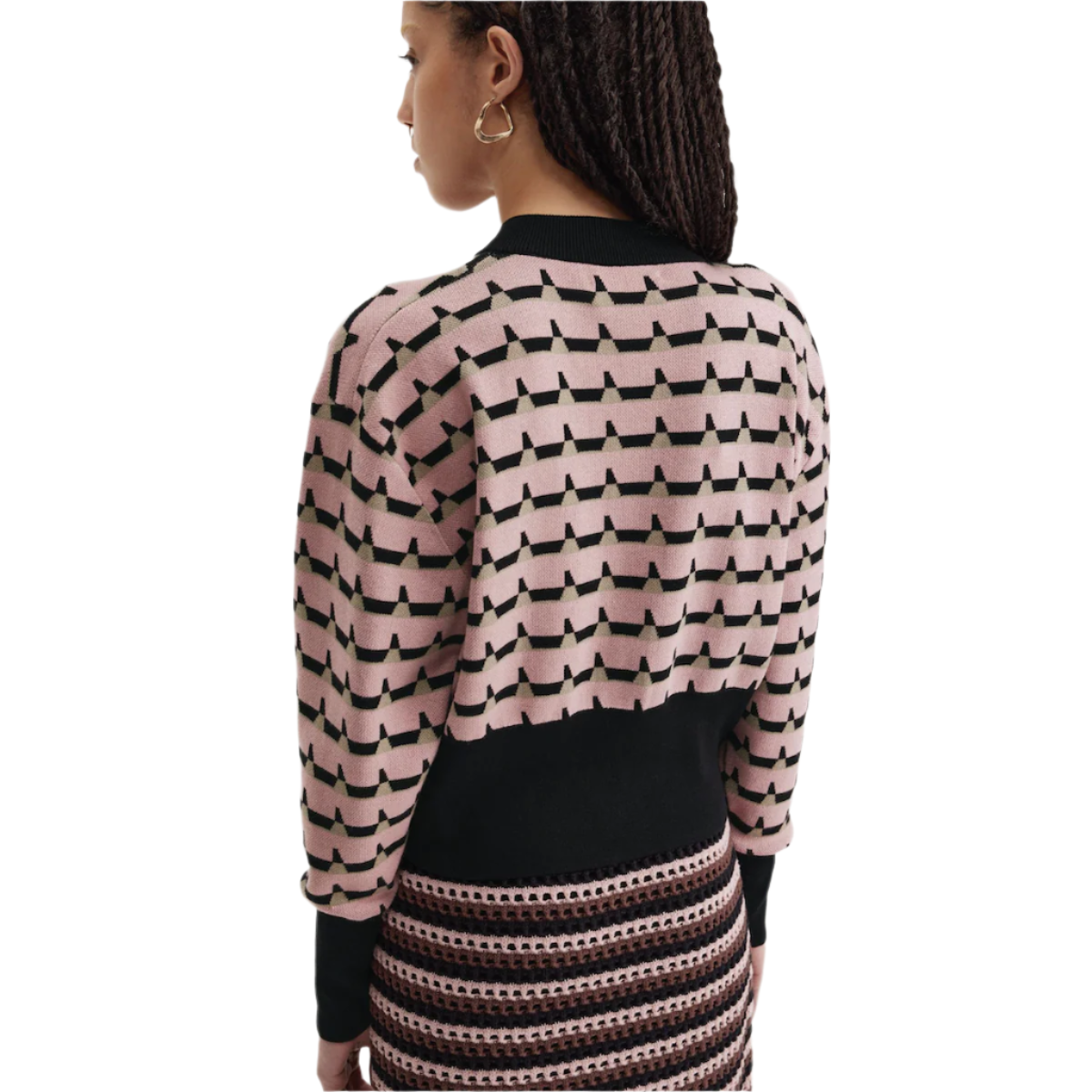 Fred Perry Amy Winehouse Jacquard Knit Cardigan — Dusty Rose Pink - Public Mercantile