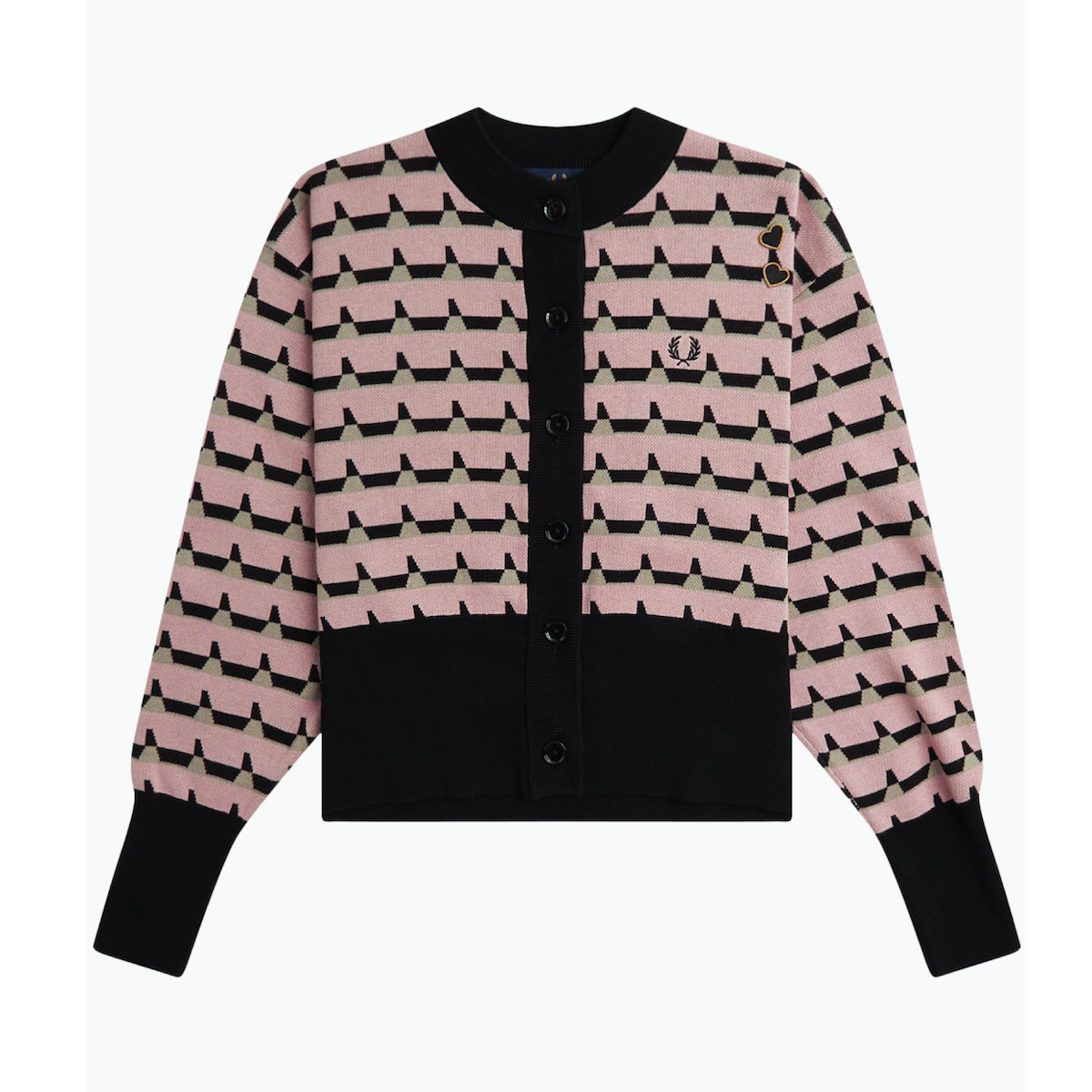 Fred Perry Amy Winehouse Jacquard Knit Cardigan Dusty Rose Pink Public Mercantile