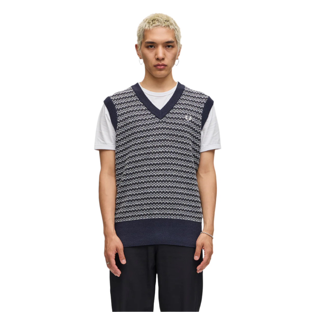 Fred Perry Boucle Jacquard Tank - Navy - Public Mercantile