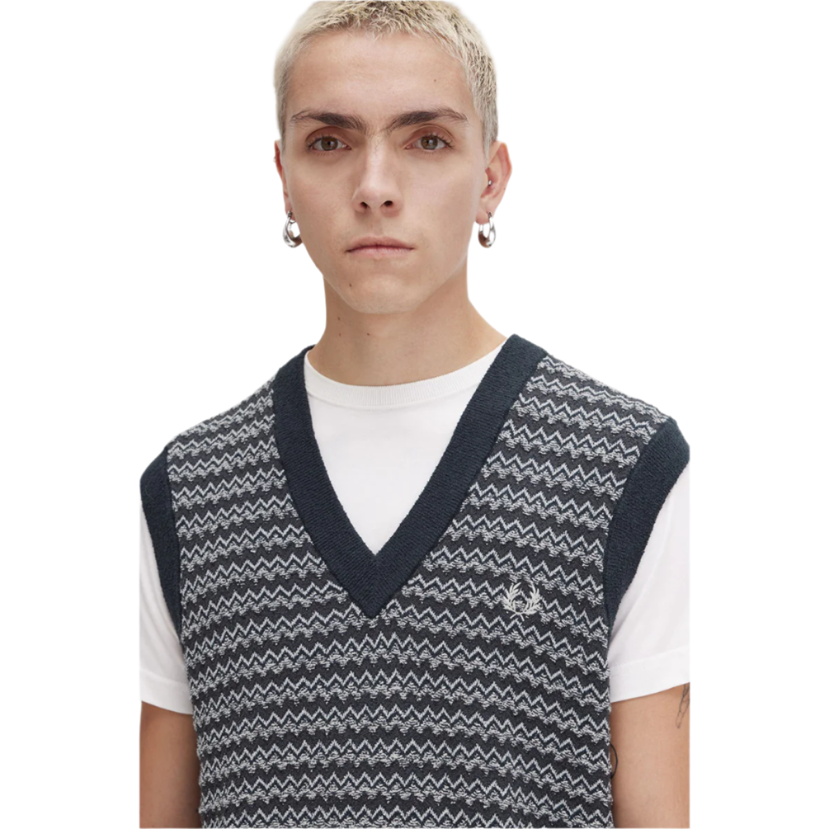 Fred Perry Boucle Jacquard Tank - Navy - Public Mercantile