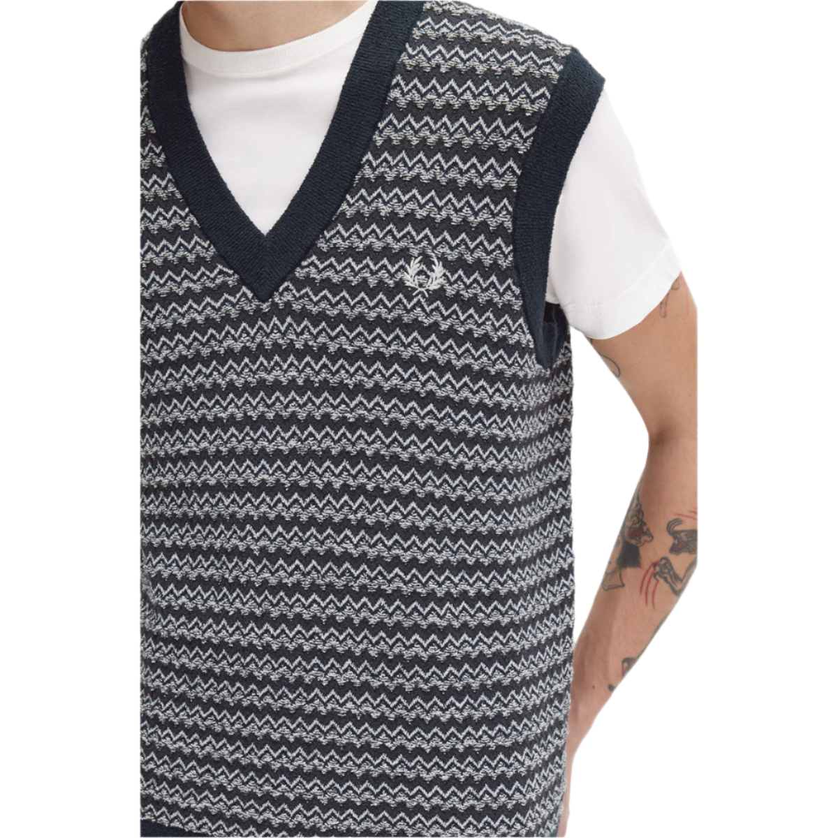 Fred Perry Boucle Jacquard Tank - Navy - Public Mercantile