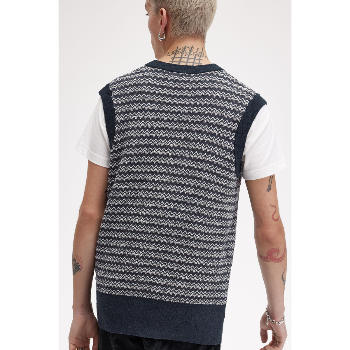 Fred Perry Boucle Jacquard Tank - Navy - Public Mercantile
