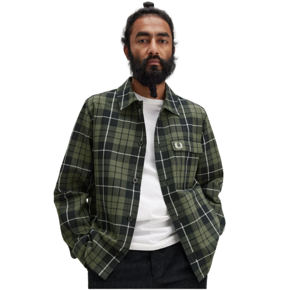 Fred Perry Check Overshirt - Laurel Wreath Green - Public Mercantile