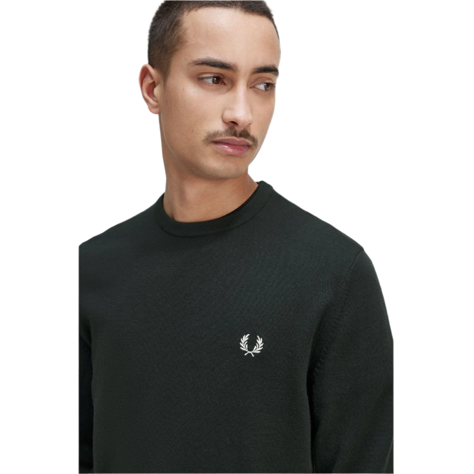 Fred Perry classic crew neck sweater in night green